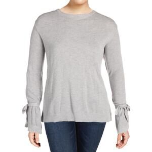 1.State Womens Tie Sleeve Knit Sweater Gray Size Medium